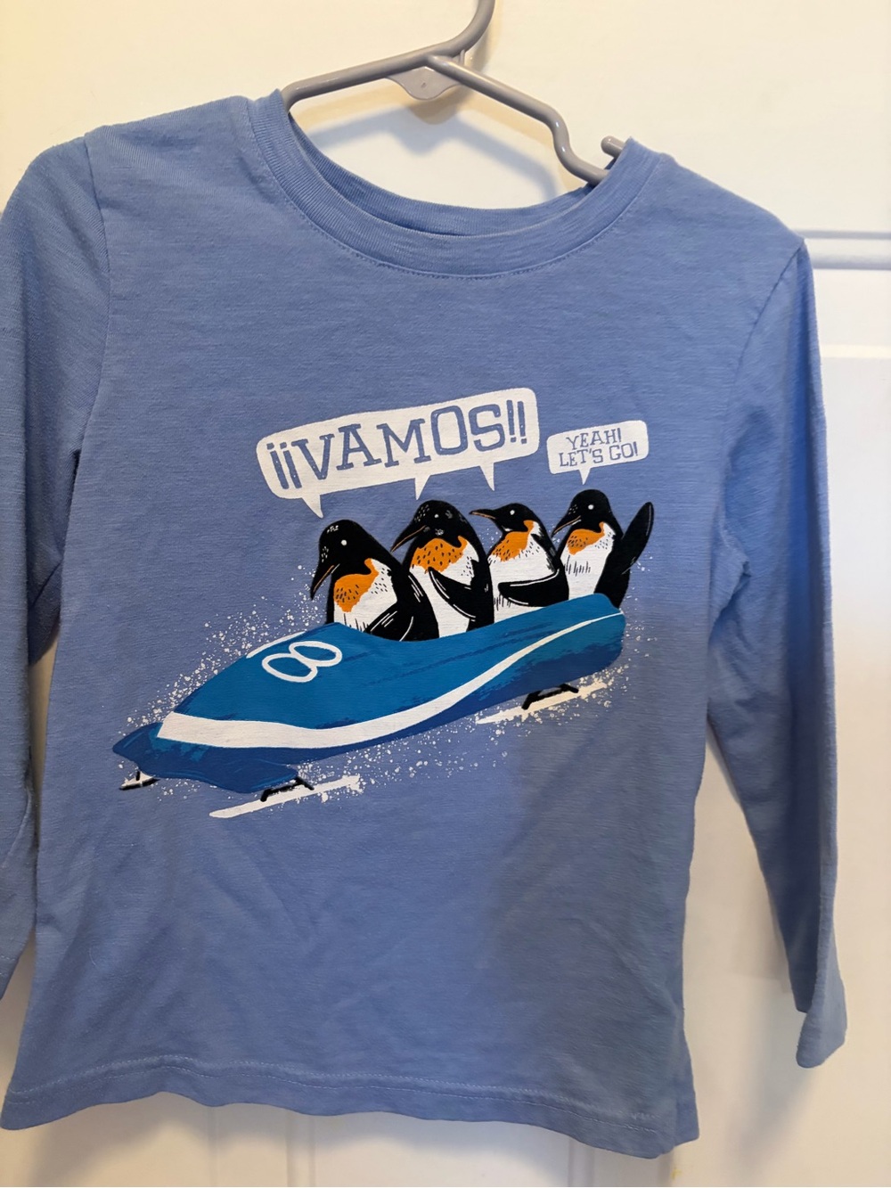 Cat & Jack Light Blue Penguin Bobsled Long-Sleeve Tee